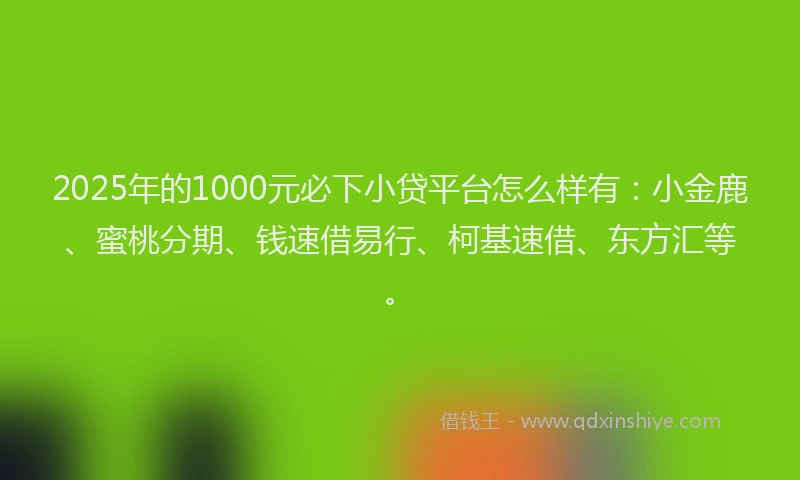 2025年的1000元必下小贷平台怎么样有：小金鹿、蜜桃分期、钱速借易行、柯基速借、东方汇等。