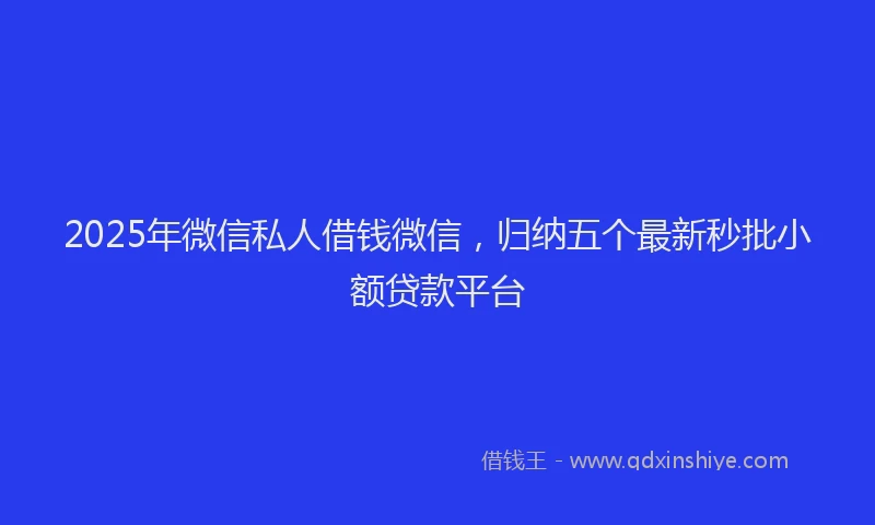 2025年微信私人借钱微信，归纳五个最新秒批小额贷款平台