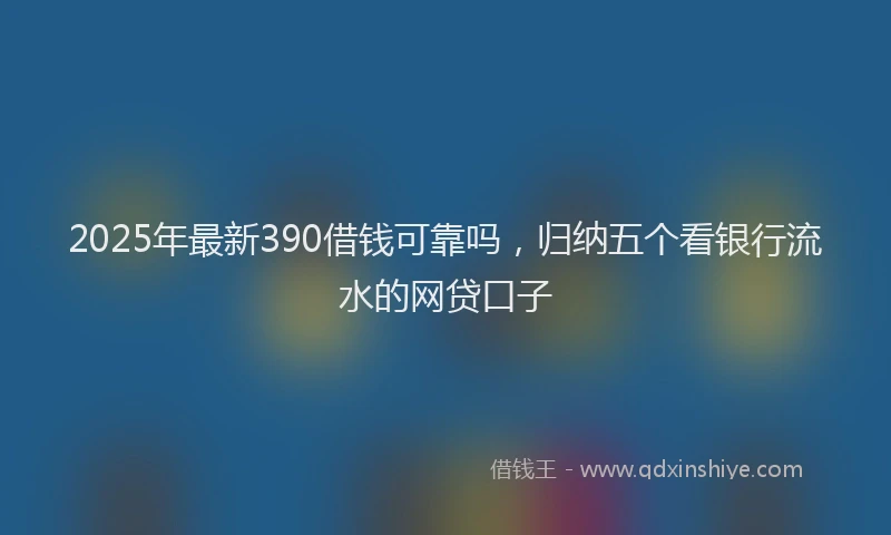 2025年最新390借钱可靠吗，归纳五个看银行流水的网贷口子