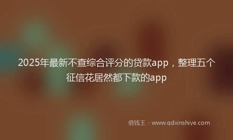 2025年最新不查综合评分的贷款app，整理五个征信花居然都下款的app