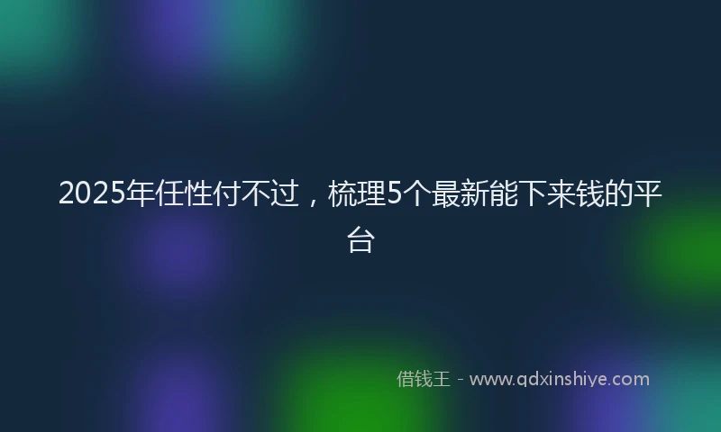 2025年任性付不过，梳理5个最新能下来钱的平台