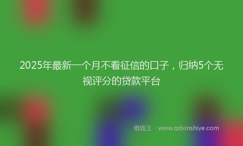 2025年最新一个月不看征信的口子,归纳5个无视评分的贷款平台