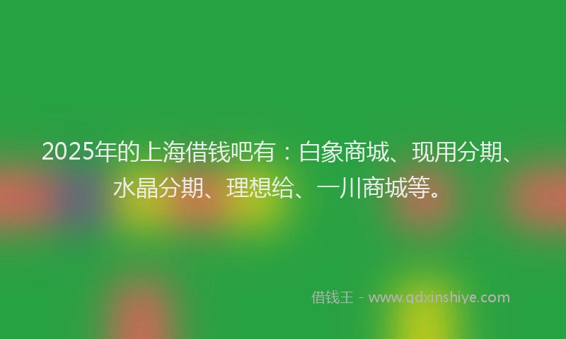2025年的上海借钱吧有：白象商城、现用分期、水晶分期、理想给、一川商城等。