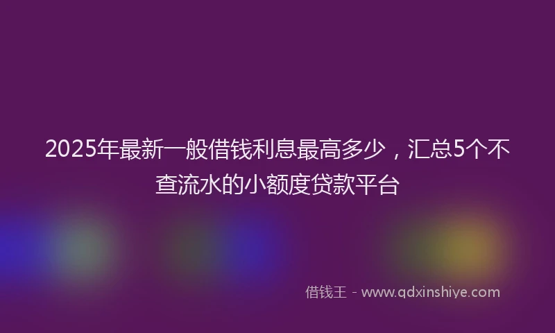 2025年最新一般借钱利息最高多少，汇总5个不查流水的小额度贷款平台