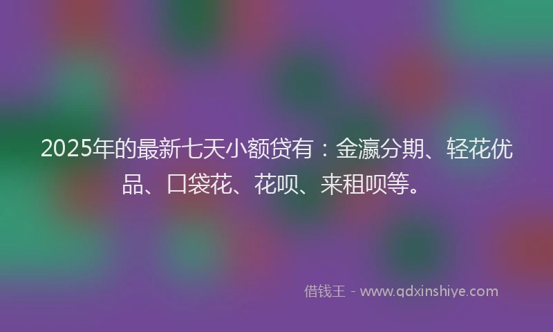 2025年的最新七天小额贷有：金瀛分期、轻花优品、口袋花、花呗、来租呗等。