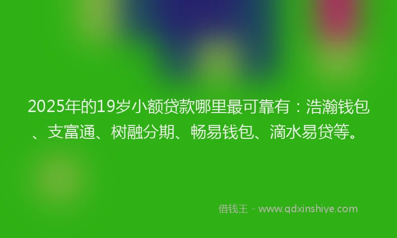 2025年的19岁小额贷款哪里最可靠有：浩瀚钱包、支富通、树融分期、畅易钱包、滴水易贷等。