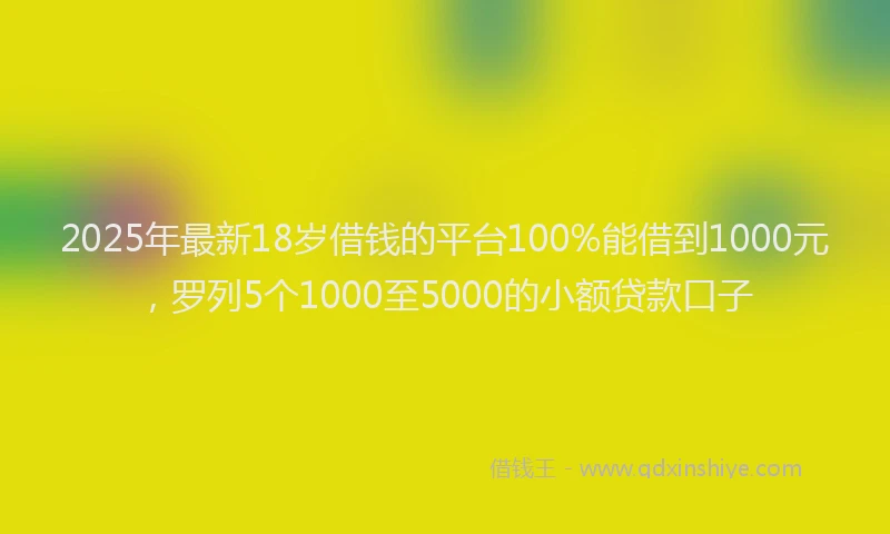 2025年最新18岁借钱的平台100%能借到1000元，罗列5个1000至5000的小额贷款口子