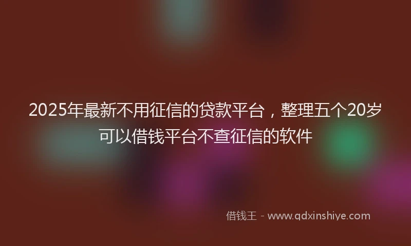 2025年最新不用征信的贷款平台，整理五个20岁可以借钱平台不查征信的软件