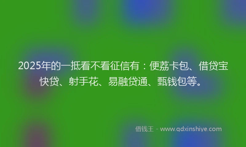 2025年的一抵看不看征信有：便荔卡包、借贷宝快贷、射手花、易融贷通、甄钱包等。