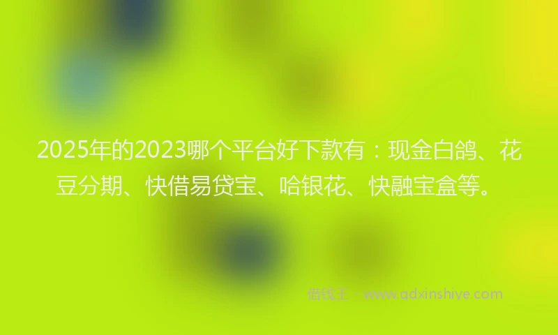 2025年的2023哪个平台好下款有：现金白鸽、花豆分期、快借易贷宝、哈银花、快融宝盒等。