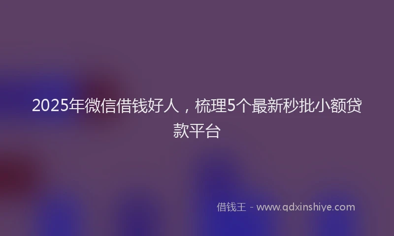 2025年微信借钱好人，梳理5个最新秒批小额贷款平台