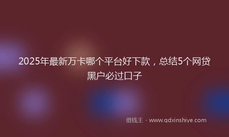 2025年最新万卡哪个平台好下款，总结5个网贷黑户必过口子
