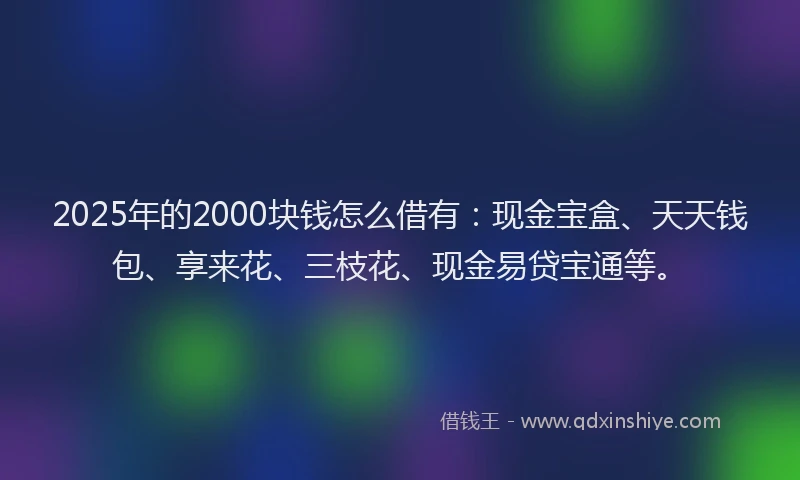 2025年的2000块钱怎么借有：现金宝盒、天天钱包、享来花、三枝花、现金易贷宝通等。