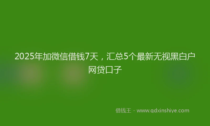 2025年加微信借钱7天，汇总5个最新无视黑白户网贷口子