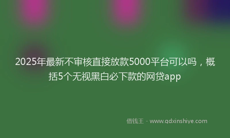 2025年最新不审核直接放款5000平台可以吗，概括5个无视黑白必下款的网贷app