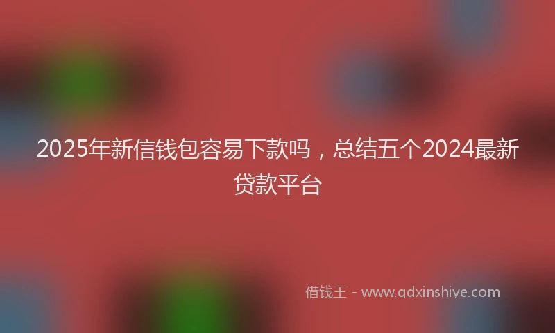 2025年新信钱包容易下款吗，总结五个2024最新贷款平台