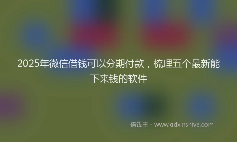 2025年微信借钱可以分期付款，梳理五个最新能下来钱的软件