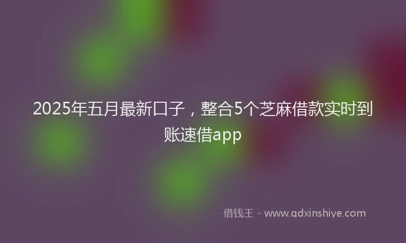 2025年五月最新口子，整合5个芝麻借款实时到账速借app