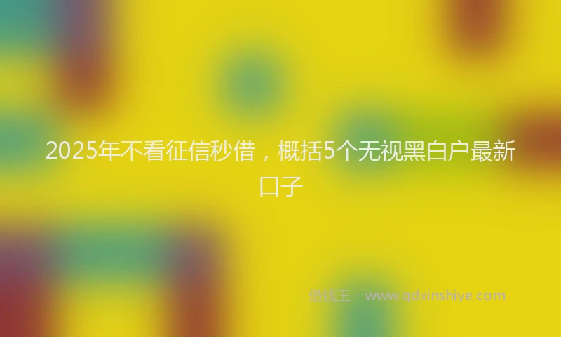 2025年不看征信秒借，概括5个无视黑白户最新口子