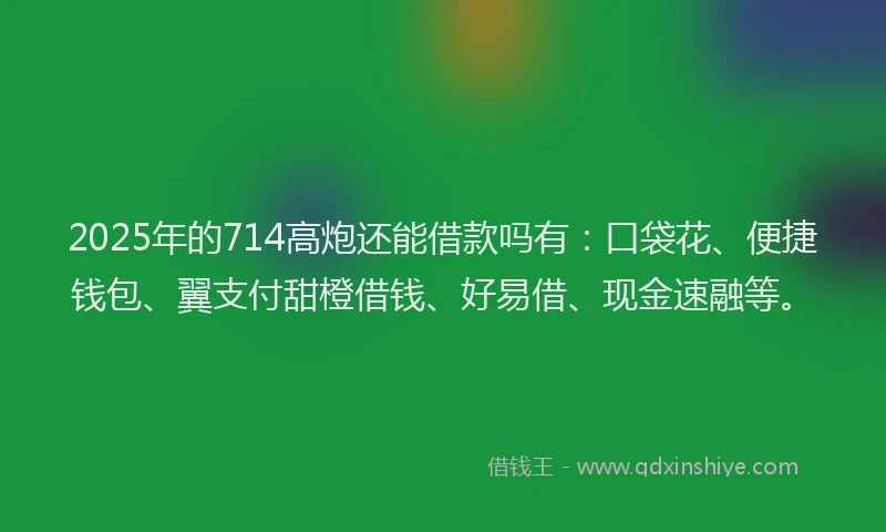 2025年的714高炮还能借款吗有：口袋花、便捷钱包、翼支付甜橙借钱、好易借、现金速融等。