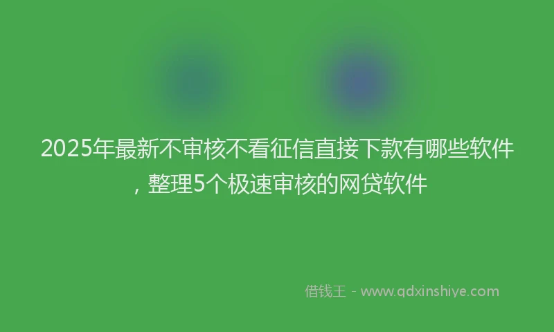 2025年最新不审核不看征信直接下款有哪些软件，整理5个极速审核的网贷软件