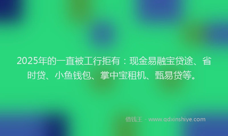 2025年的一直被工行拒有：现金易融宝贷途、省时贷、小鱼钱包、掌中宝租机、甄易贷等。