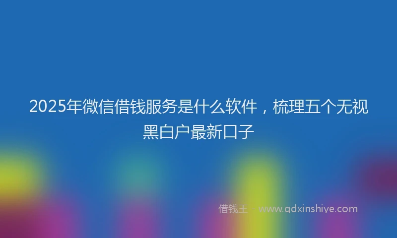 2025年微信借钱服务是什么软件，梳理五个无视黑白户最新口子