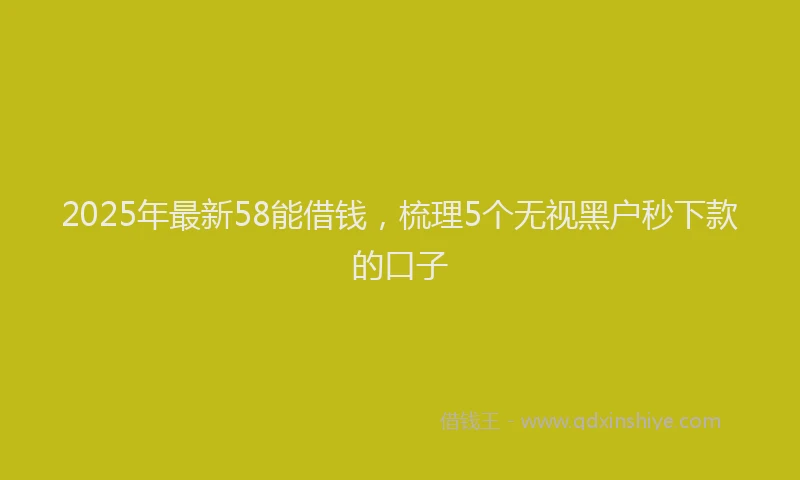 2025年最新58能借钱，梳理5个无视黑户秒下款的口子