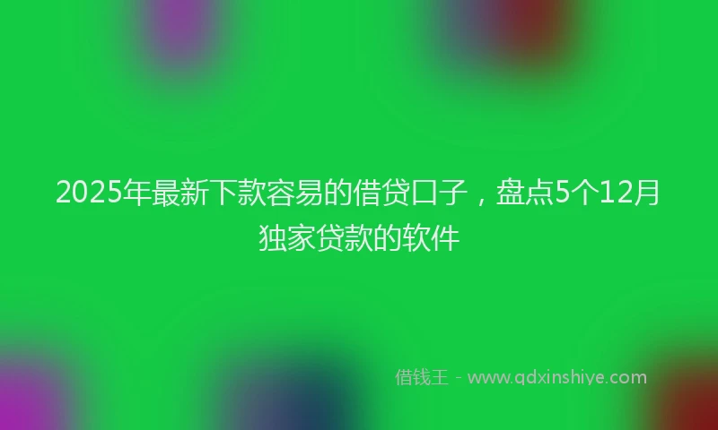 2025年最新下款容易的借贷口子，盘点5个12月独家贷款的软件