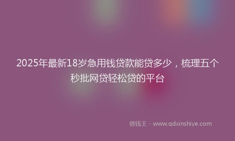 2025年最新18岁急用钱贷款能贷多少，梳理五个秒批网贷轻松贷的平台