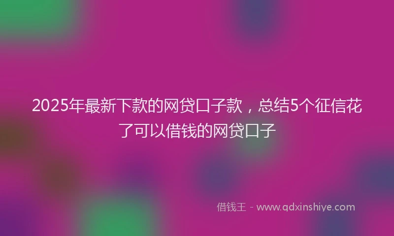 2025年最新下款的网贷口子款，总结5个征信花了可以借钱的网贷口子