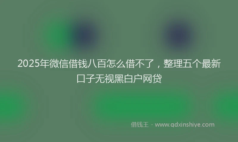 2025年微信借钱八百怎么借不了，整理五个最新口子无视黑白户网贷