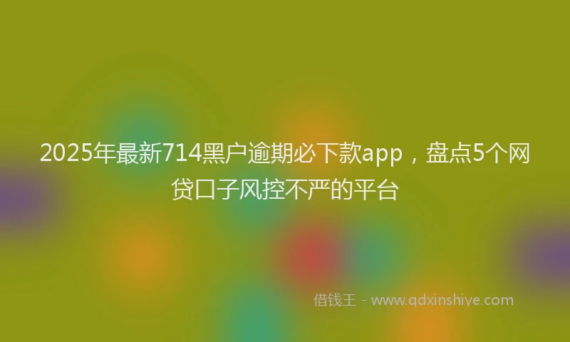 2025年最新714黑户逾期必下款app，盘点5个网贷口子风控不严的平台