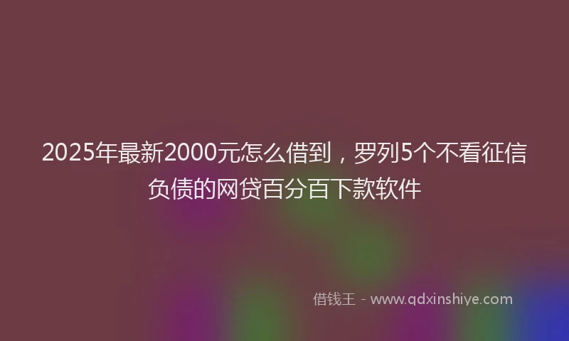 2025年最新2000元怎么借到，罗列5个不看征信负债的网贷百分百下款软件