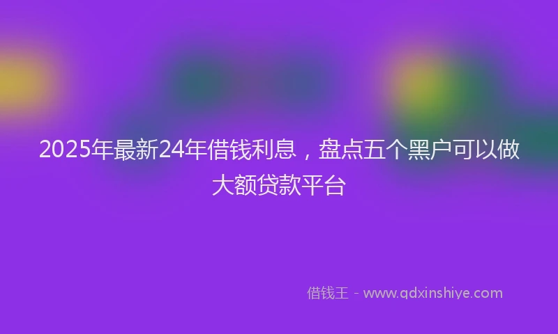 2025年最新24年借钱利息，盘点五个黑户可以做大额贷款平台