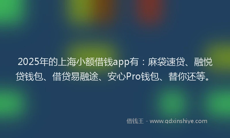 2025年的上海小额借钱app有：麻袋速贷、融悦贷钱包、借贷易融途、安心Pro钱包、替你还等。