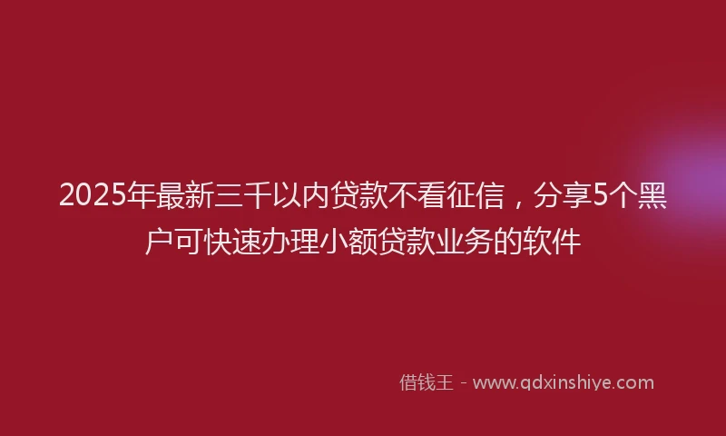 2025年最新三千以内贷款不看征信，分享5个黑户可快速办理小额贷款业务的软件