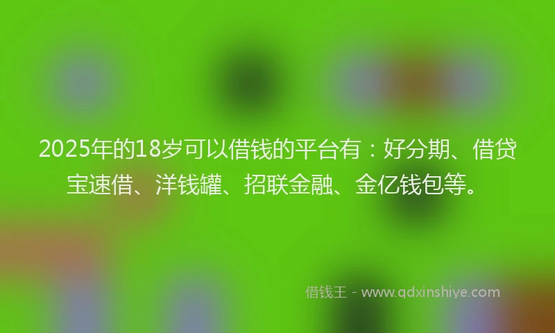 2025年的18岁可以借钱的平台有：好分期、借贷宝速借、洋钱罐、招联金融、金亿钱包等。