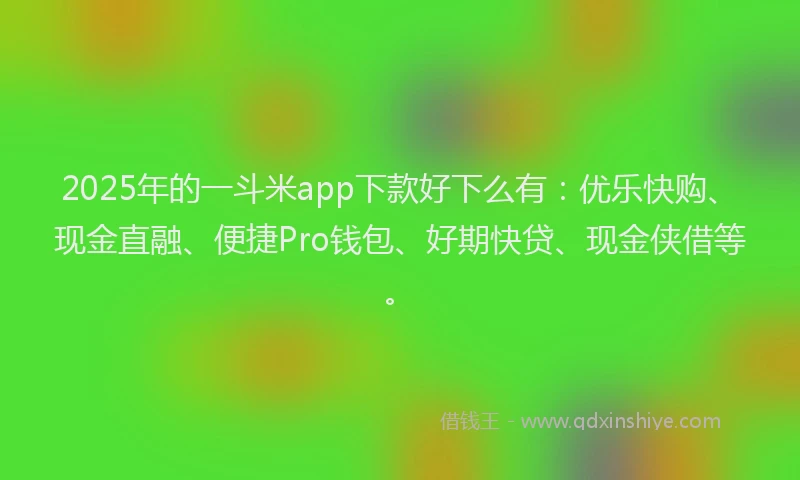 2025年的一斗米app下款好下么有：优乐快购、现金直融、便捷Pro钱包、好期快贷、现金侠借等。