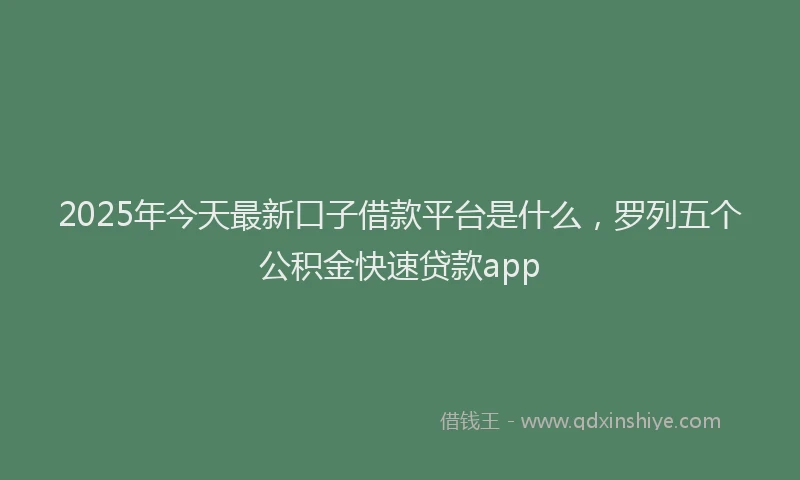 2025年今天最新口子借款平台是什么，罗列五个公积金快速贷款app