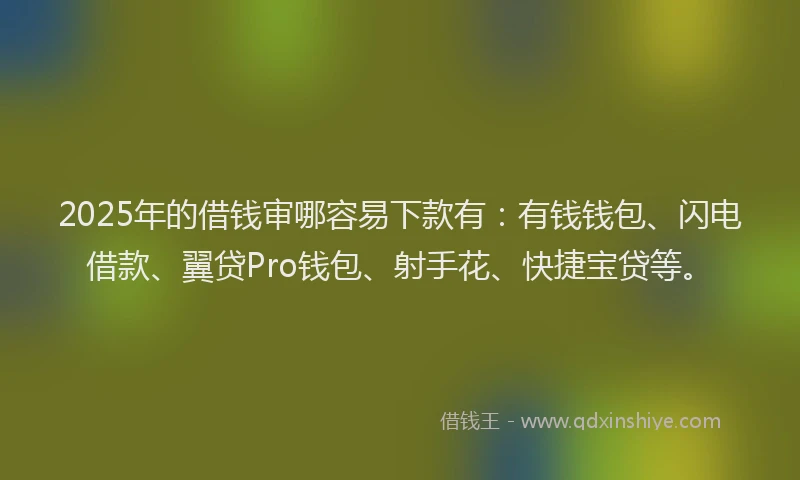 2025年的借钱审哪容易下款有：有钱钱包、闪电借款、翼贷Pro钱包、射手花、快捷宝贷等。
