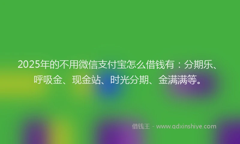 2025年的不用微信支付宝怎么借钱有：分期乐、呼吸金、现金站、时光分期、金满满等。