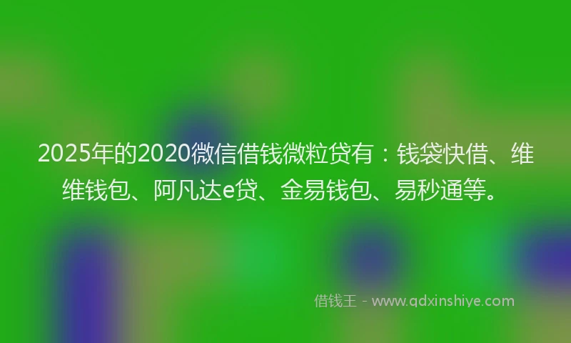 2025年的2020微信借钱微粒贷有：钱袋快借、维维钱包、阿凡达e贷、金易钱包、易秒通等。