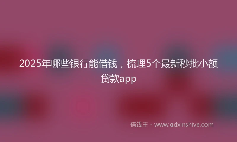 2025年哪些银行能借钱，梳理5个最新秒批小额贷款app