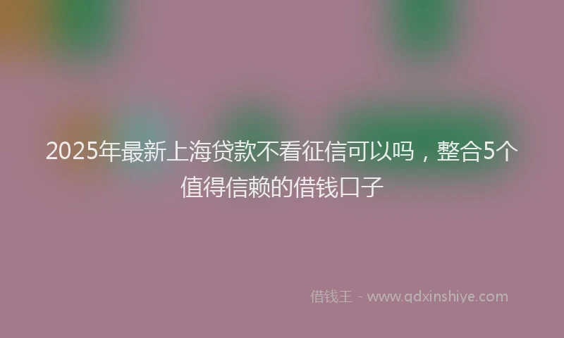 2025年最新上海贷款不看征信可以吗，整合5个值得信赖的借钱口子