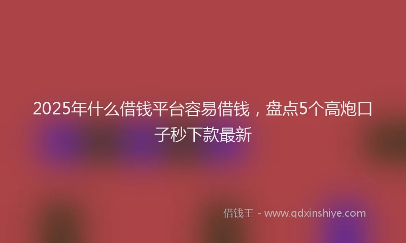 2025年什么借钱平台容易借钱，盘点5个高炮口子秒下款最新