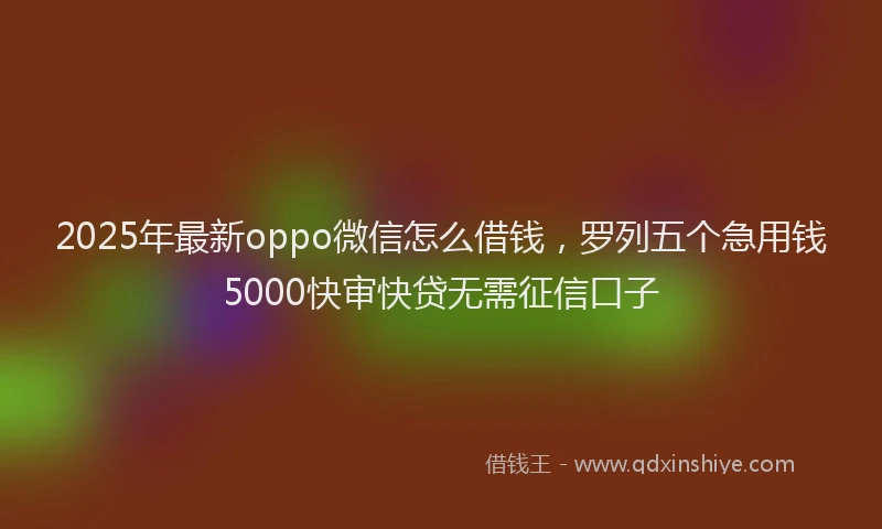2025年最新oppo微信怎么借钱，罗列五个急用钱5000快审快贷无需征信口子