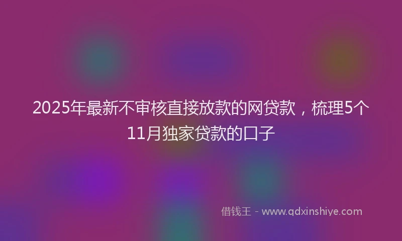 2025年最新不审核直接放款的网贷款，梳理5个11月独家贷款的口子