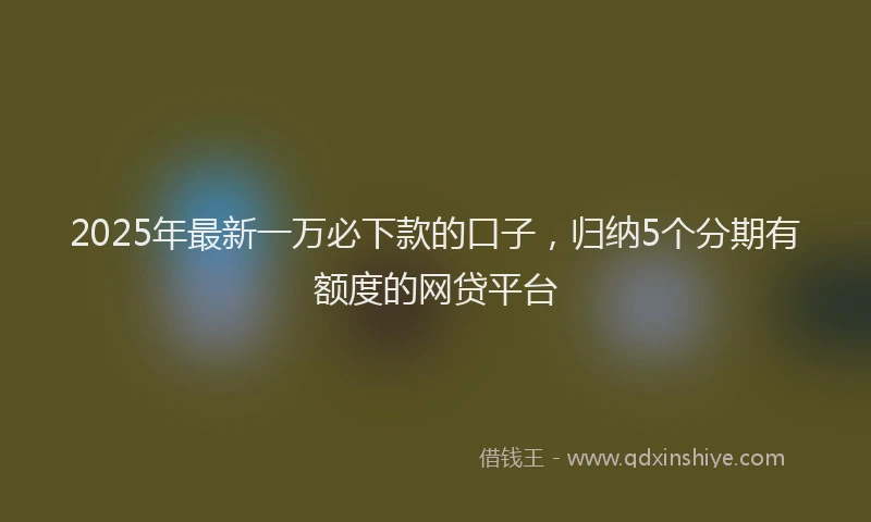 2025年最新一万必下款的口子，归纳5个分期有额度的网贷平台
