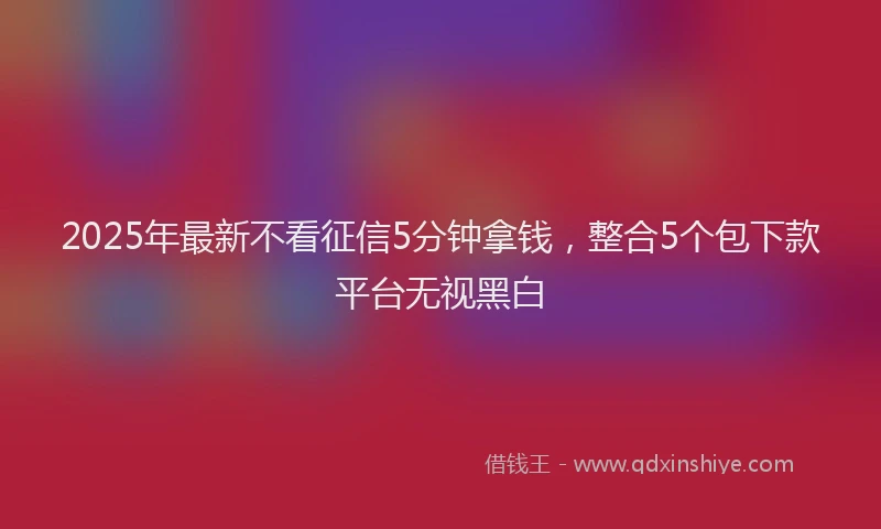 2025年最新不看征信5分钟拿钱，整合5个包下款平台无视黑白